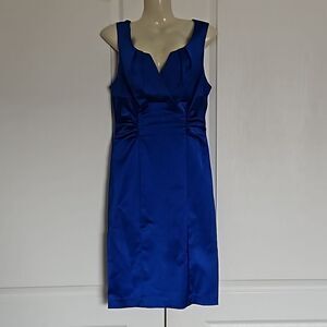 Ba Nites Women's Bodycon With Side Ruffled Midi Dress Royal Blue 8